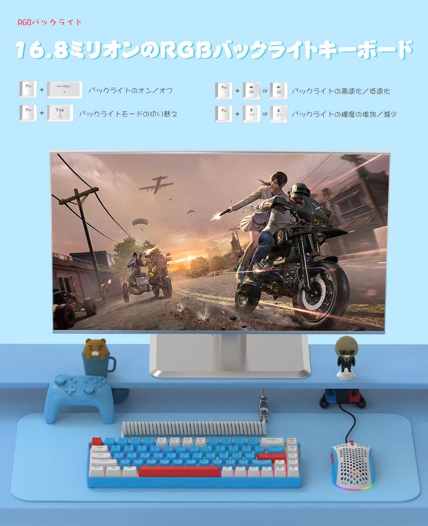 ZIYOU LANG T8 Conjunto de teclado e mouse mecânico Blue Axis com fio Teclado e mouse para jogos com luz de fundo RGB Tenkeyless Todas as teclas TKL Trabalho em casa Mini 73