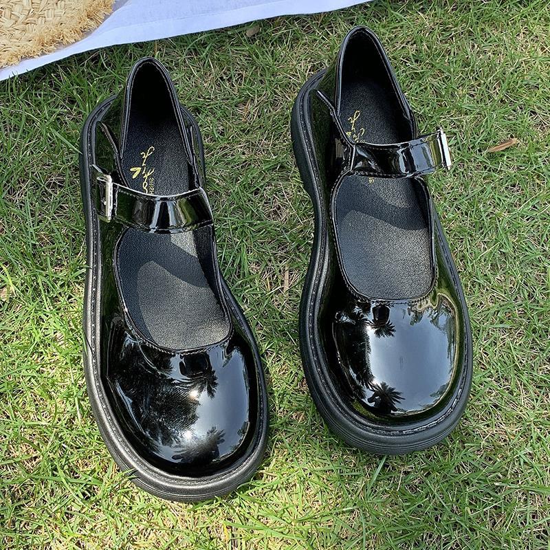 

Новые туфли Мэри Джейн белые французские туфли японские маленькие кожаные туфли женские британские туфли ретро летняя мода 35 чёрный