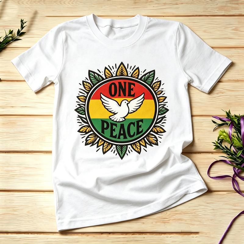 Reggae ONE PEACE Taube Grafik T-Shirt Unisex Unisex 100% Baumwolle Kurzarm Friedensliebhaber Lässig Streetwear Oberteil