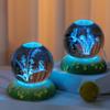 3D Crystal Ball Rose Carnation Flower Crystal Ball Night Light with Glowing Base Glass Ball Ornaments Mother's Day Birthday Gift