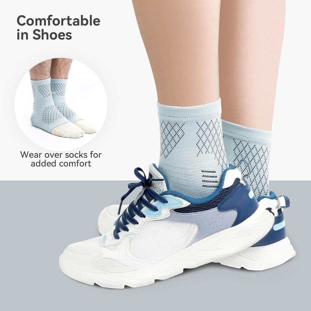 2 Pack Ankle Brace for Sprained Ankle, Arch Support Compression Sleeve Socks for Women & Men, Achilles Tendonitis Brace Wraps