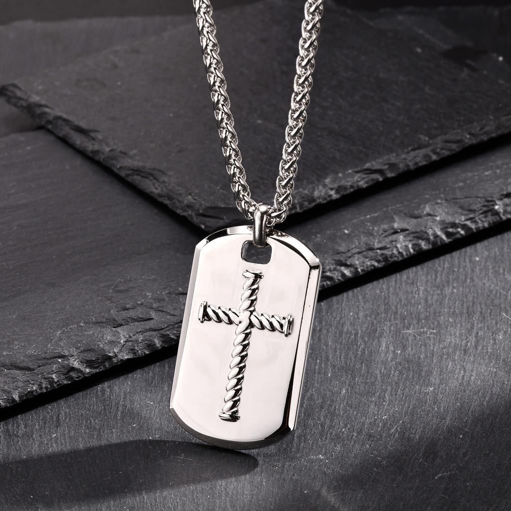 Collares Colgantes de Placa de Perro Cruzados para Hombres Niños, Collares Colgantes de Acero Inoxidable Pulido Alto, Regalos de Joyería para Esposo PAPÁ MEJOR AMIGO