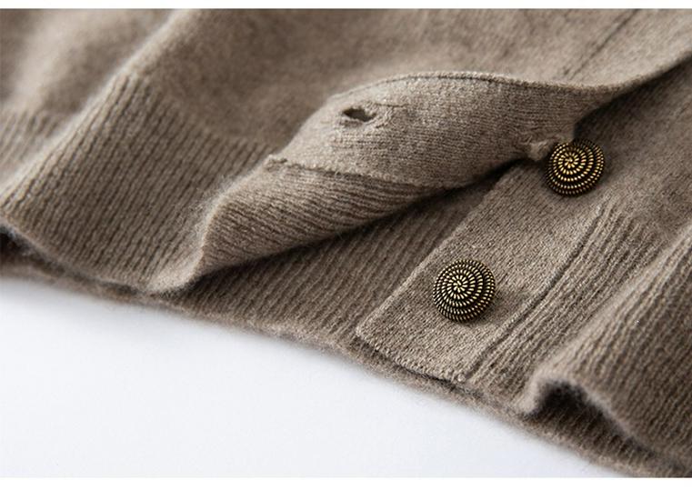 2026 Autumn/Winter Women's 100% Pure Cashmere Round Neck Cardigan Sweater