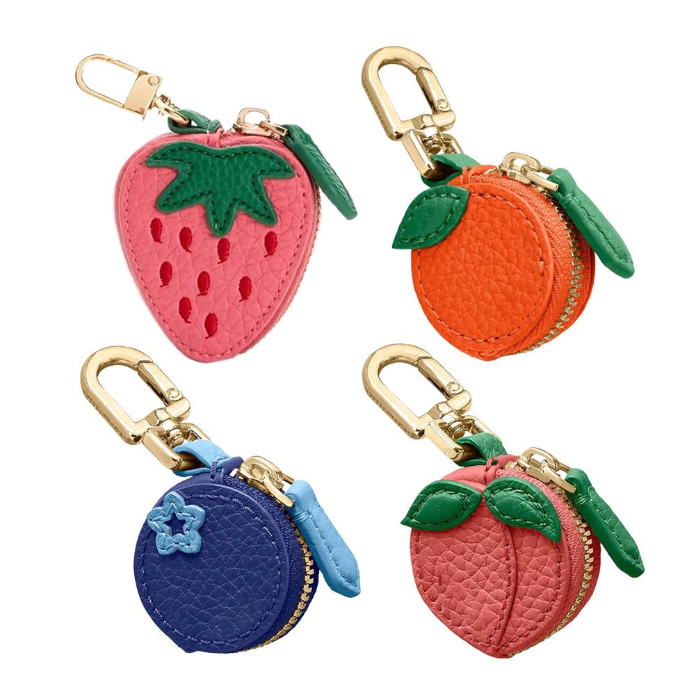 Cute Mini Strawberry PU Leather Coin Purse Key Chain Practical Mini Fruit Shape Pendant Sweet Backpack Ornaments