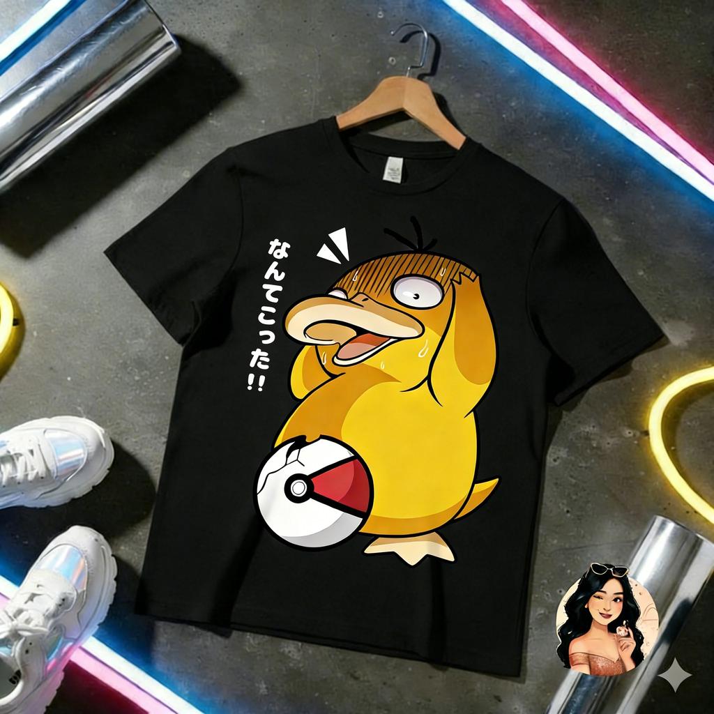 Pokémon Psyduck Graphic T Shirt Men Kids 2026 Summer Y2k Short Sleeve Tee Top Streetwear Oversized Casual Parentchild Clothing