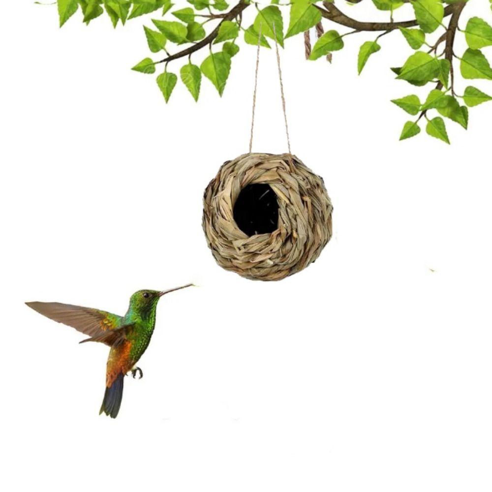 Hand Woven Grass Bird Nest Decorative Hummingbird Birdhouse Hanging Hummingbird Nest House  Outdoor