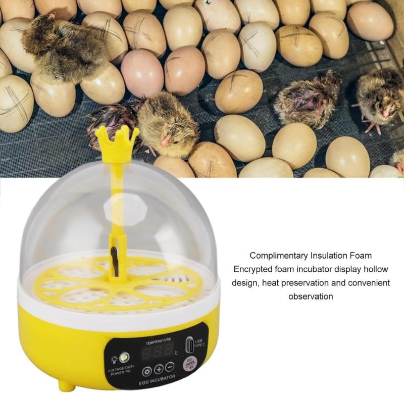 Eggs Incubator 4 Eggs Incubators for Hatching Eggs Heat and Humidity Control 4 Eggs Fully Turnning Poultry Hatcher