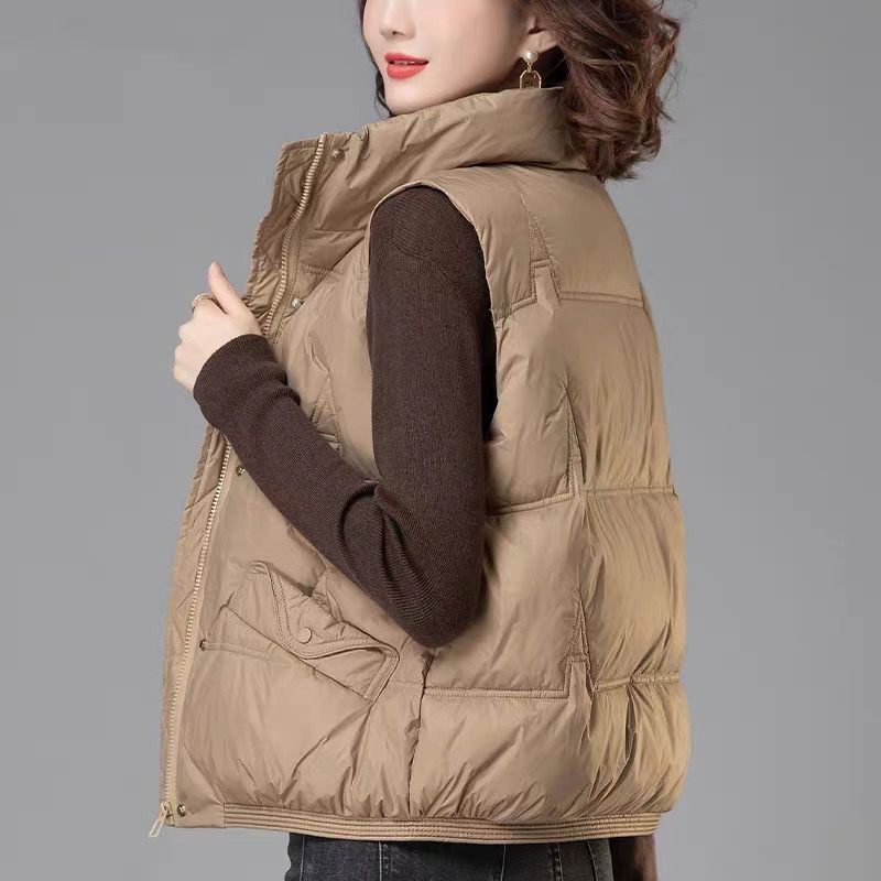 Women's Down Vest Autumn Winter New Style Outerwear White Goose Down Cropped Loose-fit Stylish Thickened Vests