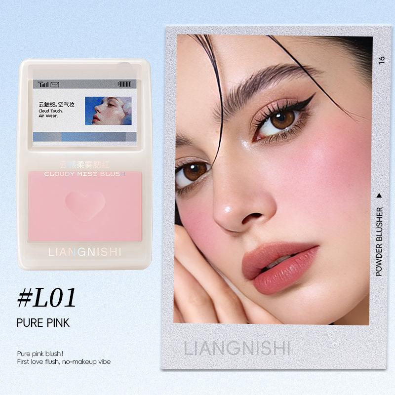 

LIANGNISHI Velvet Blush Palette Natural Flush Brightening Face Makeup 01#PURE PINK