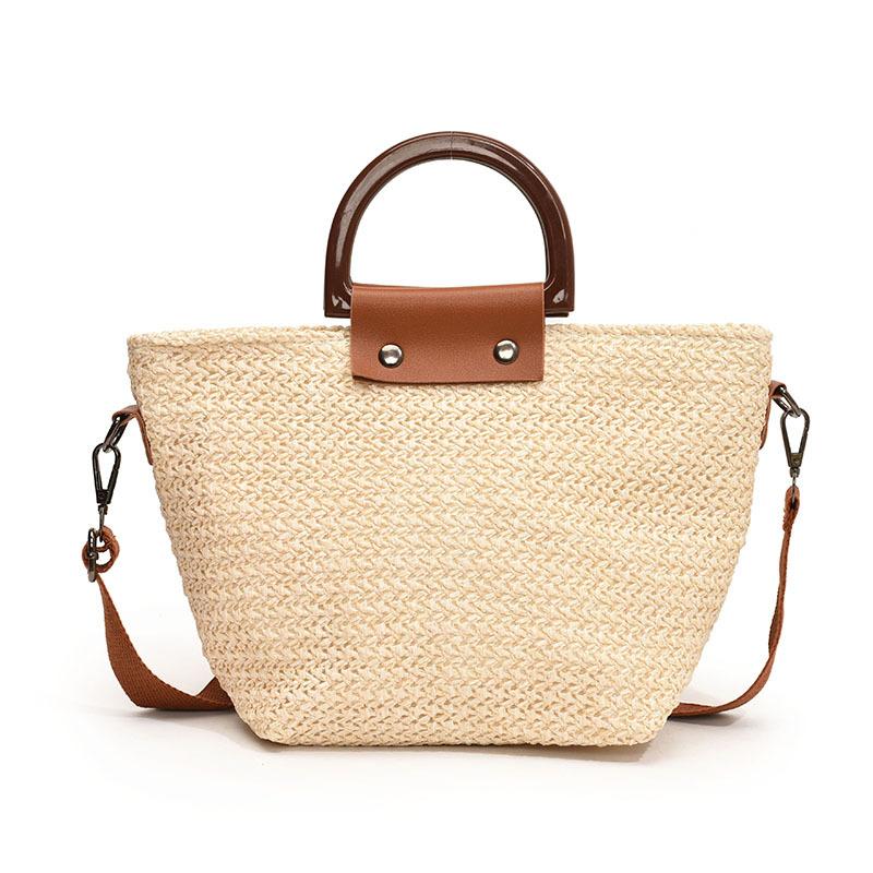 

Bags Japanese and Korean personalized versatile woven contrasting colors women s bucket bags summer new straw shoulder messenger bags