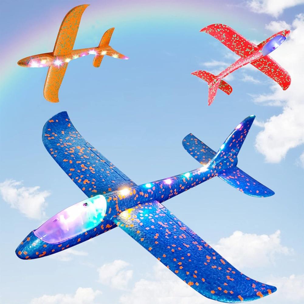 1PC Large Foam Plane Glider Hand Throw Airplane EPP Light Up Flight Glider Outdoor Flying Toy Gifts for Children Boys Girls