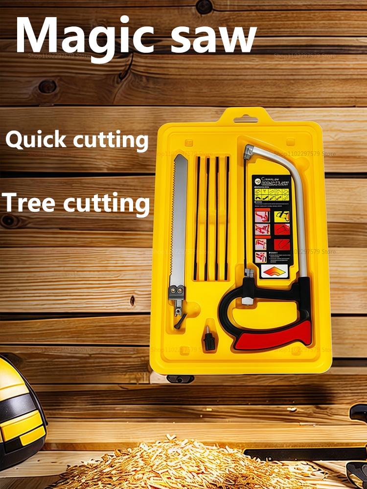 7-in-1 Multifunction Hand Saw Kit with Steel Hacksaw for Metal Wood Glass DIY Crafting Model Making Includes 6 Blades