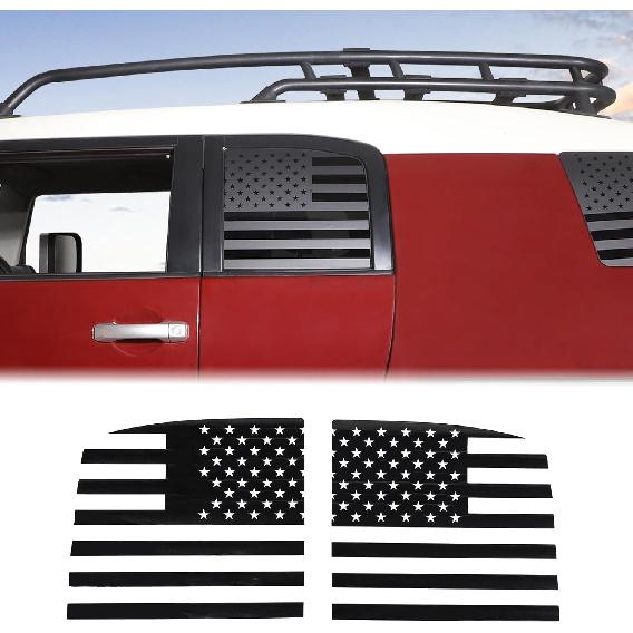Aunginsy Rear Seat Side Window American Flag Window Decal Sticker Compatible with Toyota FJ Cruiser 2007-2024 Car Tailgate Side Window Sticker Decal