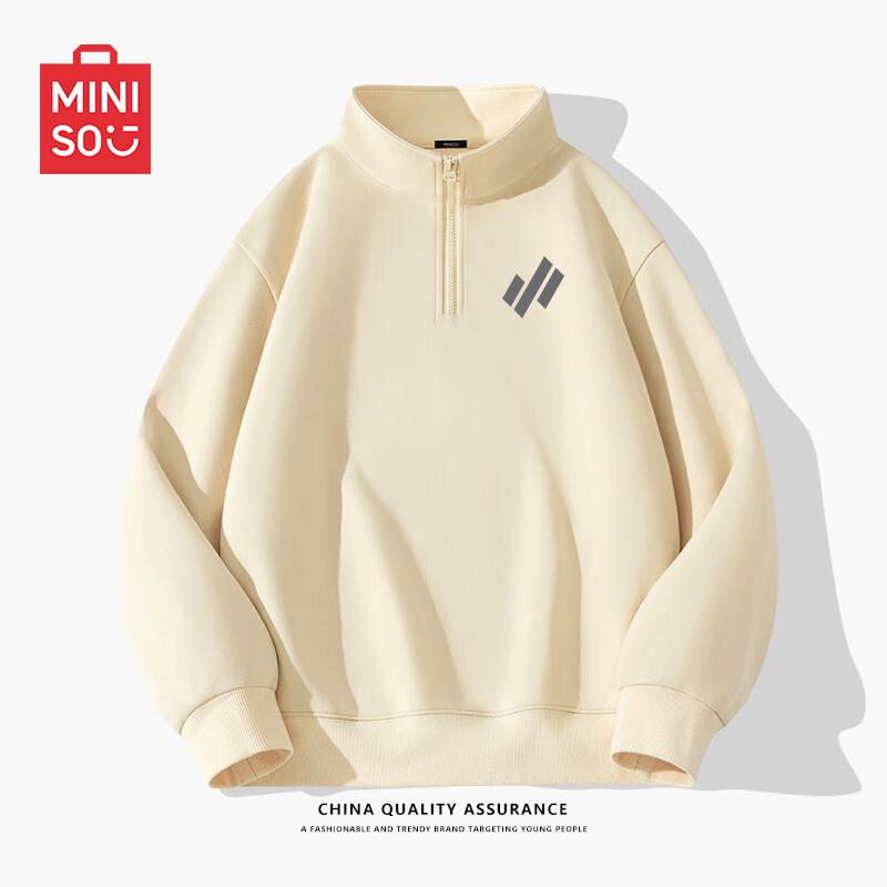 MINISO Men's Stand-Collar Heavyweight Pullover Sweatshirt