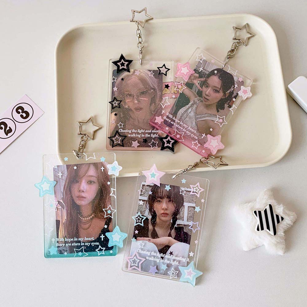 With Keychain Student Card Cover Transparent Star ID Card Holders  Idol Card