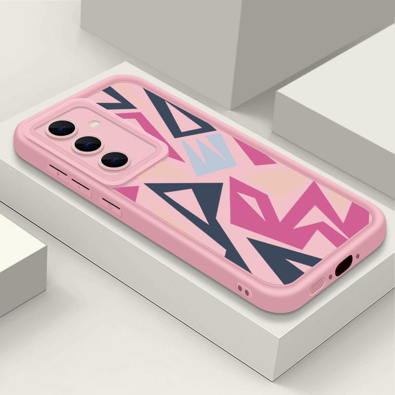 Geometrický Vzor Nárazuvzdorné TPU Pouzdro Pro Samsung S25 Ultra S24 FE S23 A56 A36 A16 A15 A55 A35 Matná Ochrana Objektivu Měkký Silikonový Kryt na Telefon