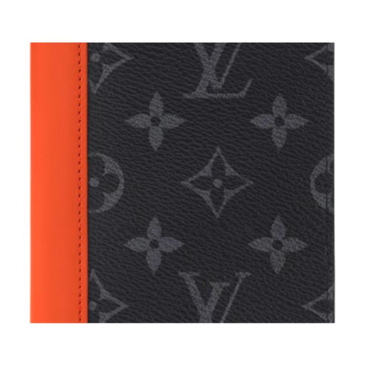 Louis Vuitton Monogram Eclipse Logo Color Block Design Coated Canvas Passport Holder Men Accessories Orange M25838