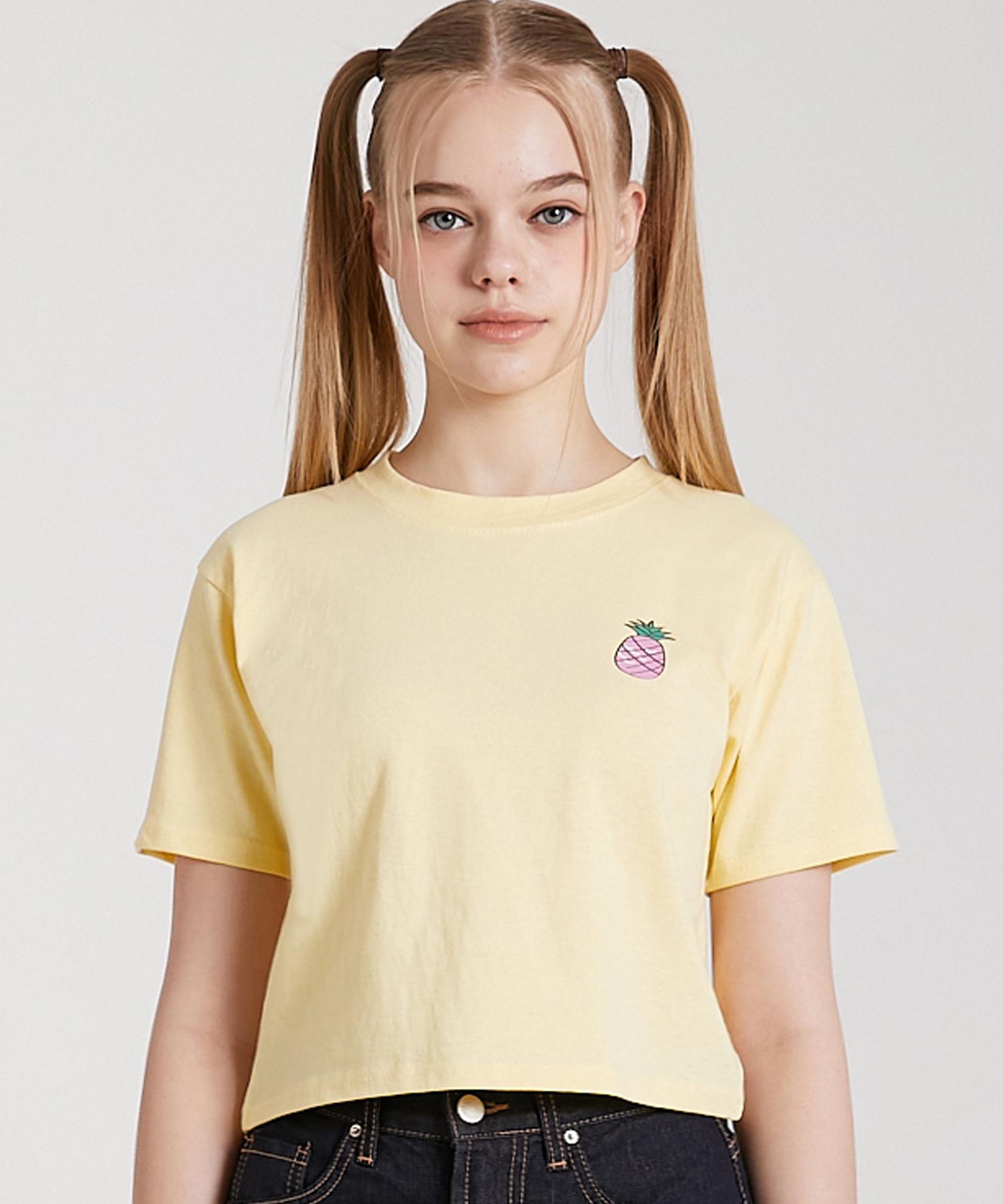 Pink Pineapple Symbol Cropped T-Shirt_Yellow Yellow/Free