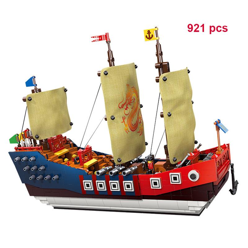 Statek Piracki Moc Okręt Wojenny Statek Wycieczkowy Łódź Wyspa Czarna Perła Model Żaglówka Zestawy Klocków Edukacyjne Zabawki Prezent