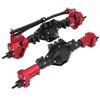 Front Rear Axle Assembly with Drive Shaft Upgrade Parts Fit for Axial SCX10 II 90046 90047(Black Red )