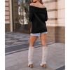 Winter Fall Women Solid Turtleneck Off Shoulder Pullovers Long Sleeve Sweaters Pullover Female Loose Knitted Jumper Outerwear