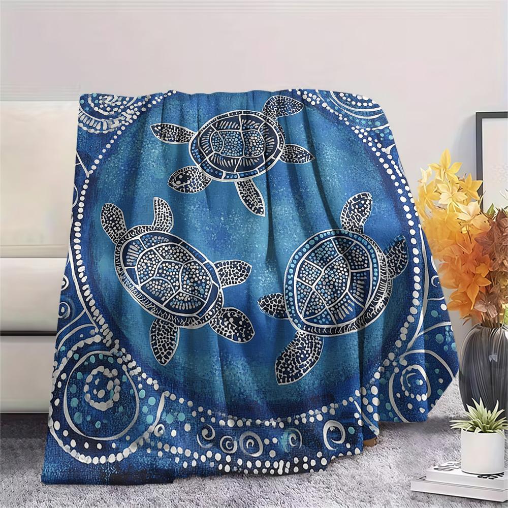 Tortoise Print Flannel Blanket, High quality Comfortable for All Seasons, Home Decor, Warmth and Comfort, Perfect for Christmas Gifts