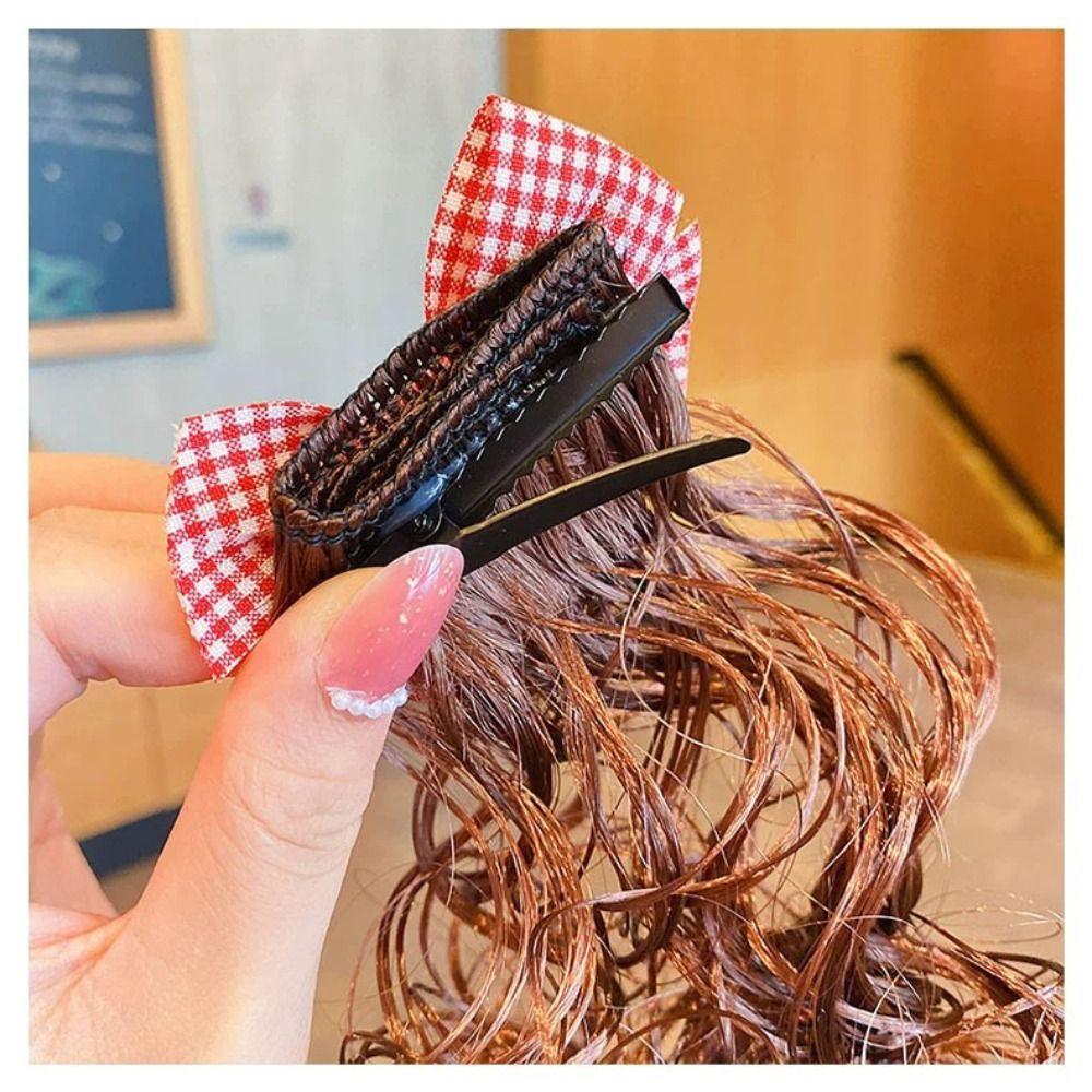2Pcs Curly Baby Wig Hairpin Princess Bowknot Hairclip Hair Accessories Children's Bow Wig  Party