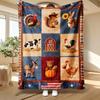 Farm Animal Patchwork, Family Gift, Blanket, Turkey Cow Bear Design, Home Decor, Soft Cozy Multi-Purpose