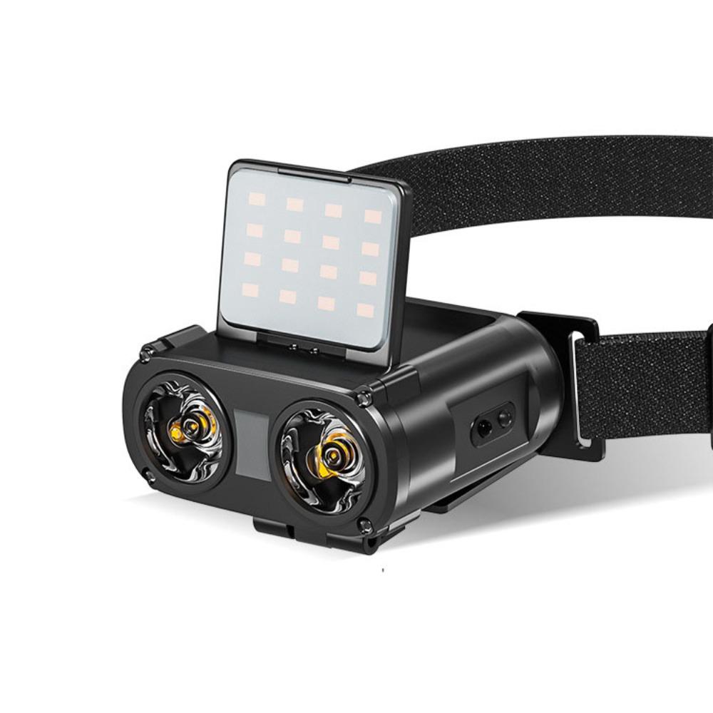 

Sensor COB LED Headlamp Dual Light Design USB Rechargeable Head Flashlight Waterproof 5 Light Modes LED Head Light Hiking чорний