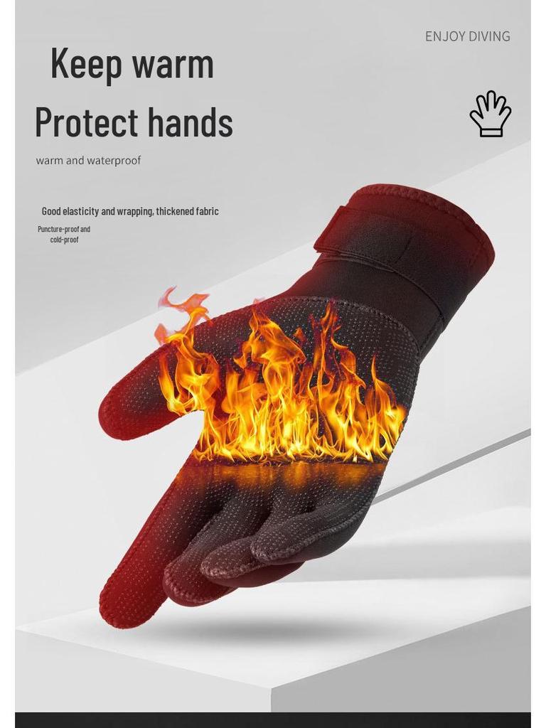 Spot 3mm Non-Slip Diving Gloves - Cut-Resistant, Warm, Wear-Resistant for Surfing, Snorkeling, Winter Swimming, and Fishing.