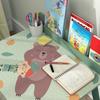 Children's Chair and Table Set with Storage Shelf, In MDF and Pine Wood, Green