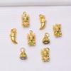 10pcs Color-Preserving Sand Gold Dripping Oil Fu Character Guochao Safety Lock Dragon Zodiac Pendant Diy Handmade Jewelry Accessories Gourd Pendant