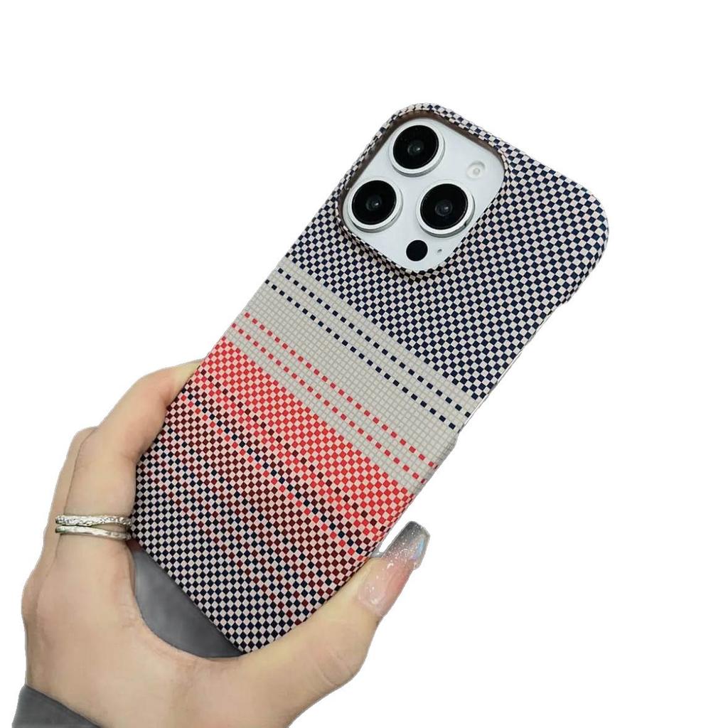 Applicable to iPhone17 carbon fiber Kevlar magnetic mobile phone case Apple 16 half pack light and thin PC anti-drop protective case