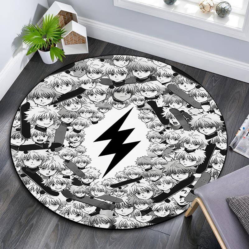 Killua Zoldyck pattern round rug,Carpet Rug for Living Room Bedroom Playroom ,Non-slip Floor Mat,Holiday Gifts and Birthday Gifts.