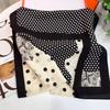 [Black Rice Polka Dots] Simple Mulberry Silk Double Crepe Strip Scarf Ribbon Scarf Silk Scarf Women