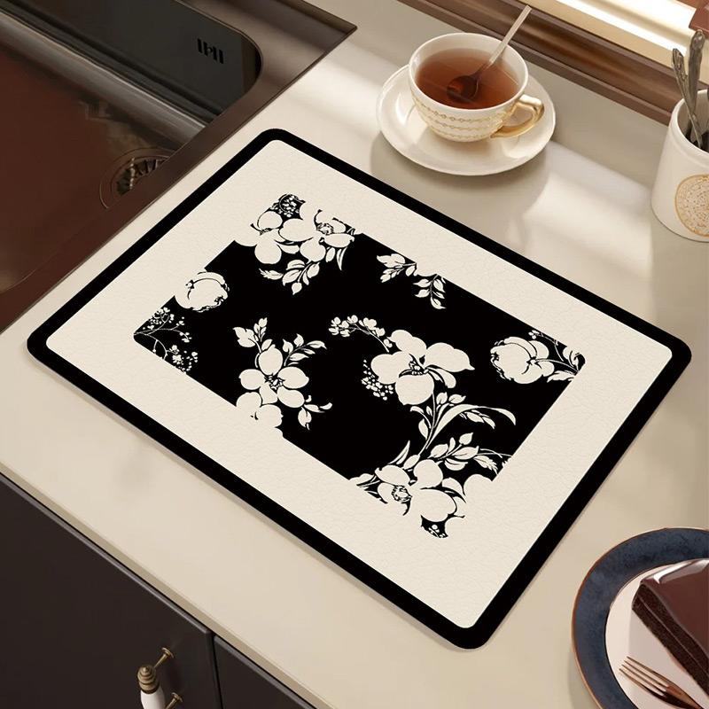 Kitchen Drain Mat Countertop Diatom Mud Absorbent Mat Dishes Water Control Mat Coffee Mat Desktop Insulation Tea Mat