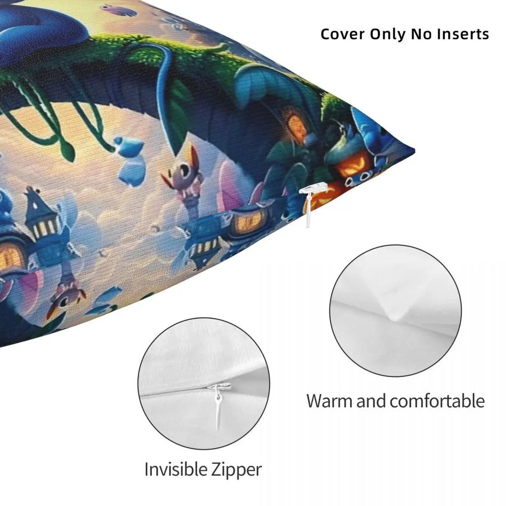 Cute Stitch Fantasy Scene Pillowcase Printed Fabric Cushion Cover Cartoon Throw Pillow Case Cover Home Square 40*40cm