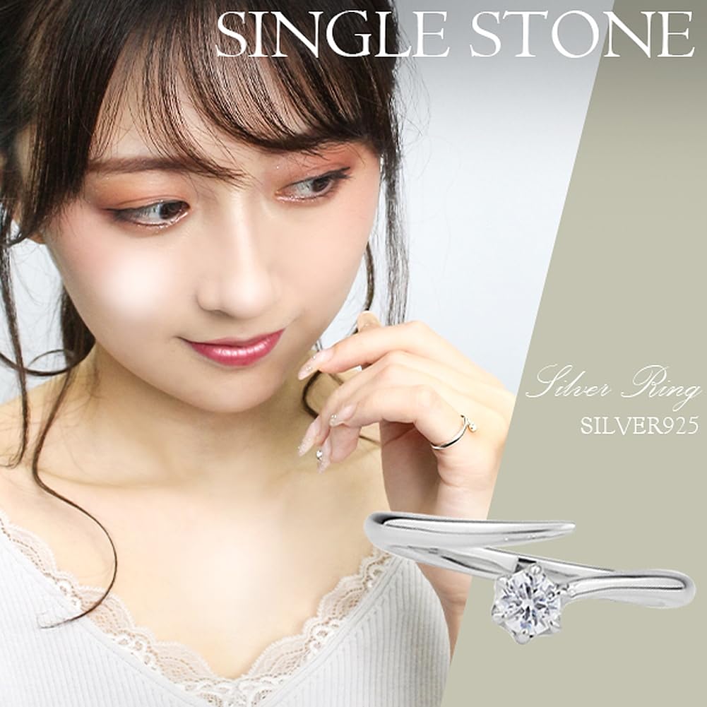 Shinjuku Gin no Kura 3mm Single Cubic Zirconia Pinky Ring, One Size Fits All, Adjustable, Silver 925, Women's Midi Ring