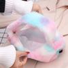 Rainbow Shoulder Bag Simple Fashion Furry Bag Large Capacity Fluffy Tote Bags Colorful Top-handle Bag for Autumn Winter
