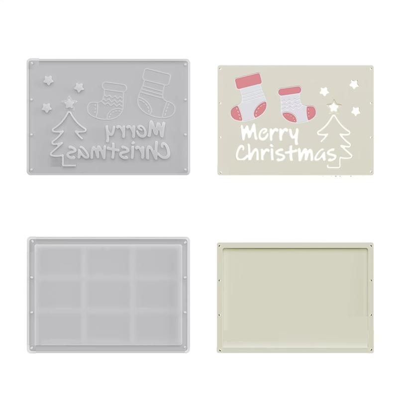 

A84E-Stencils Silicone Money Holder Mold 2 Pieces For Plaster Resin Clay Christmas Money Envelope Mold Sock