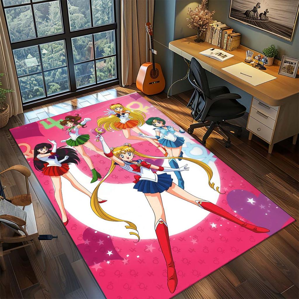 Sailor Moon Anime Teppich Großer Teppich Rutschfeste Waschbare Fußmatte Gamer Zimmer Schlafzimmer Heimdekoration -QJY