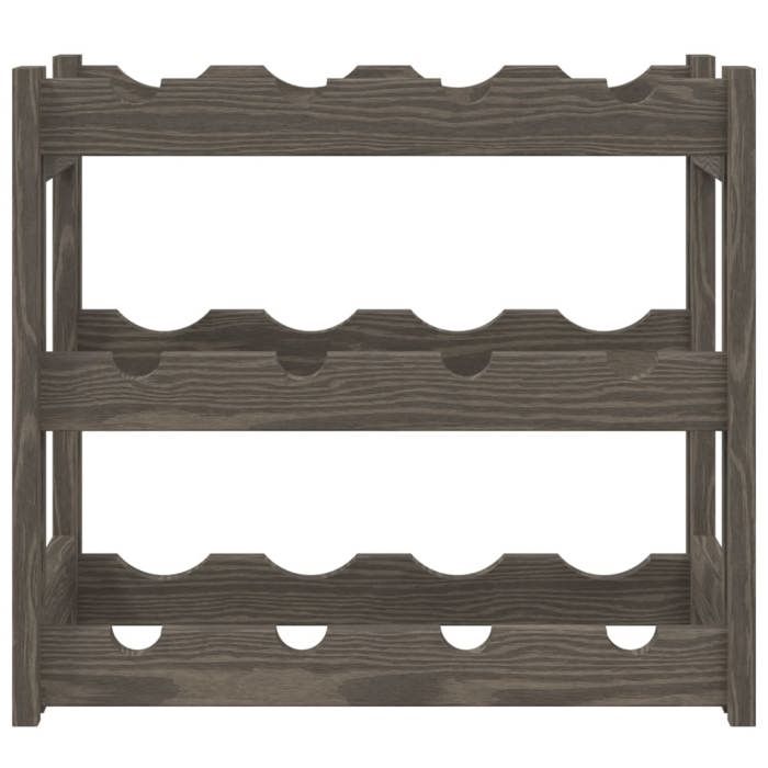 VidaXL Bottle Rack for 12 Bottles Grey Solid Pine Wood 373377