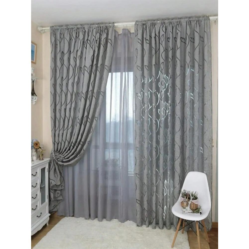 1 stuks Decoratief Uitgesneden Design Slingervormige Bladeren Transparant Gordijn Voor Slaapkamer/Woonkamer