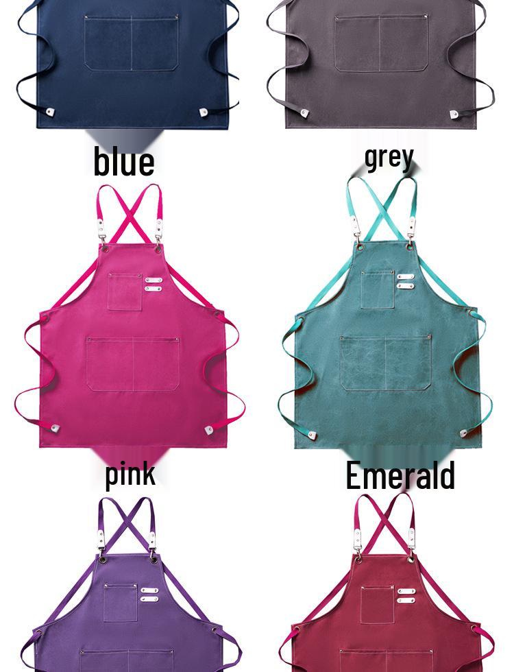 Thickened Canvas All-Cotton Apron for Cooking, Gardening, and Nail Art
