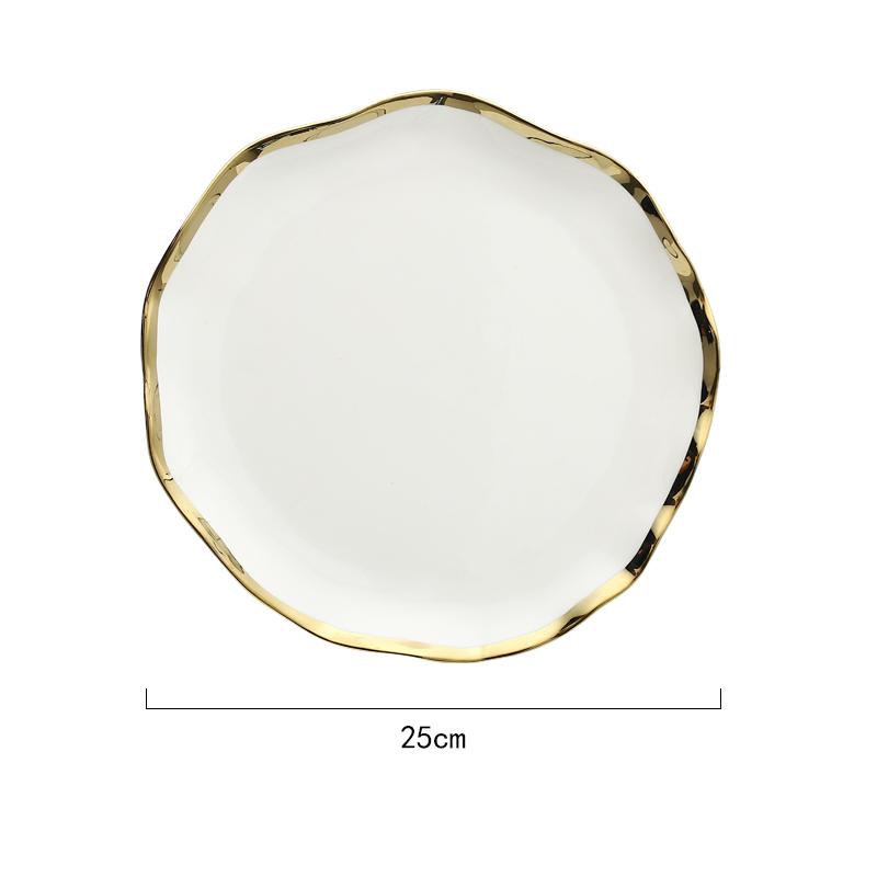Nordic Golden Stroke Ceramic Plate Light Luxury Black White Pasta Steak Dinner Plates Dessert Dishes Soup Bowls Home Tableware