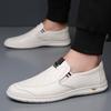 The First Layer of Cowhide Men's Shoes 2025 New Fashion Little White Shoes One Pedal Men's Light Driving Handmade Casual Leather Shoes