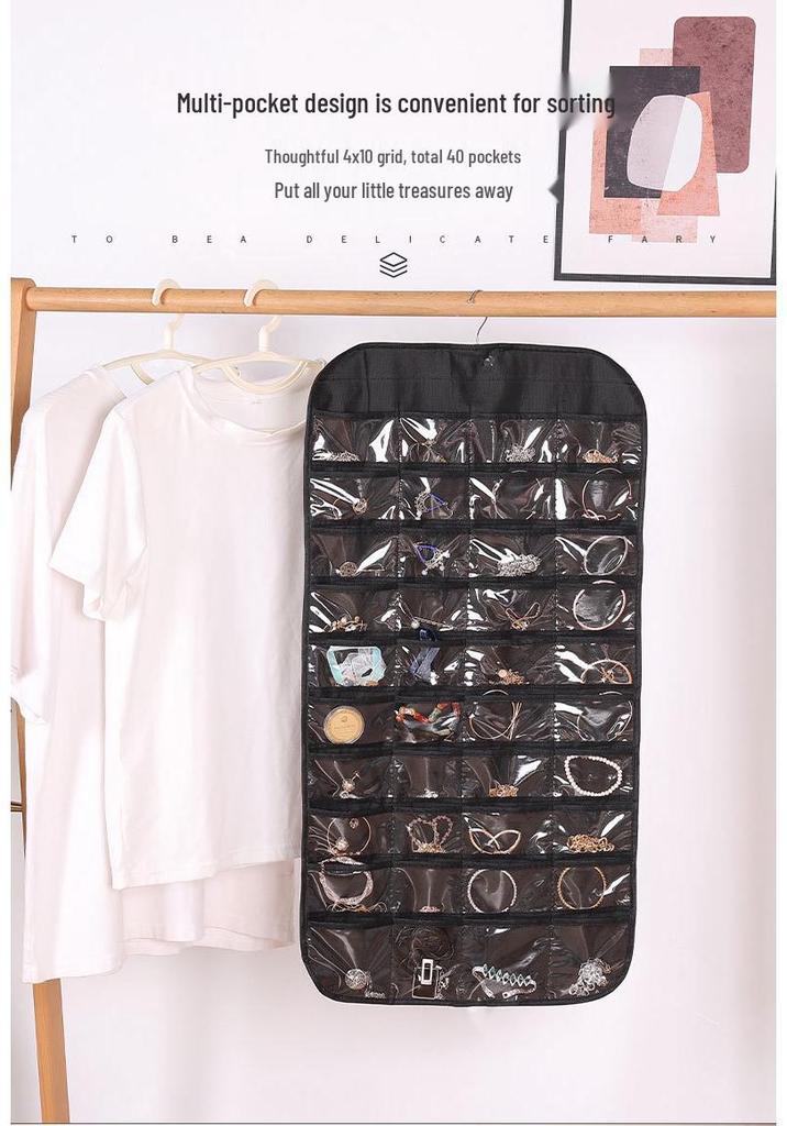 Wall-Mounted Transparent Hanging Jewelry Organizer with Large Capacity, Double-Sided Dustproof Storage Bag