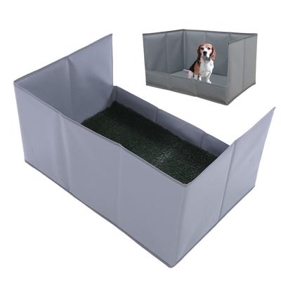 Tapis d'herbe pour chien avec bac Nettoyage facile Herbe artificielle Pliable Bac à litière pour chien Intérieur Extérieur Voyage