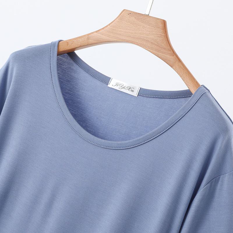 Damen Übergröße Modal Lockeres Kurzarm-T-Shirt