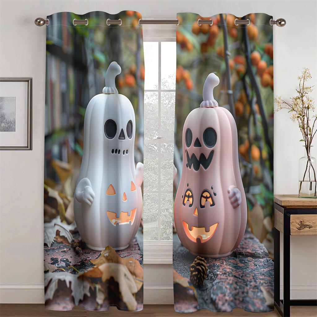 Cream Nan Gua Lamp Pink Lovely Terror Curtains Suitable for Children's Room Living Room Bedroom Kitchen Balcony Decoration 2 Pcs